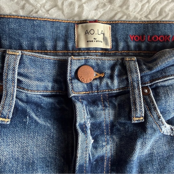 Alice + Olivia High Rise Girlfriend Jeans Studded Cuff Size 27 - Picture 5 of 15